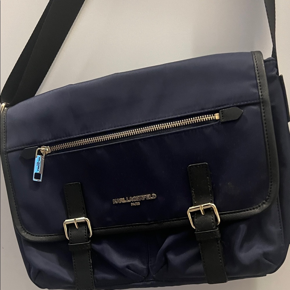 KARL LAGERFELD Navy and Black Messenger Bag